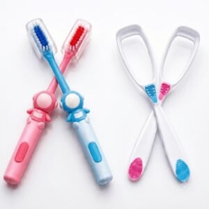 Starbuddy Kids Teddy Bear Toothbrush & Tongue Cleaner Set, 3+ Years, Pack of 4