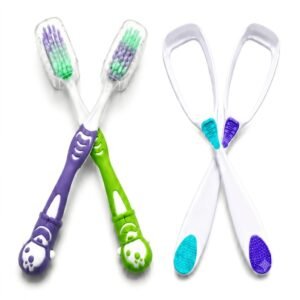 Starbuddy Kids Doremon Toothbrush & Tongue Cleaner Set, 3+ Years, Pack of 4
