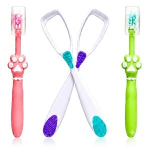 Starbuddy Kids Lion’s Paw Toothbrush & Tongue Cleaner Set, 3+ Years, Pack of 4